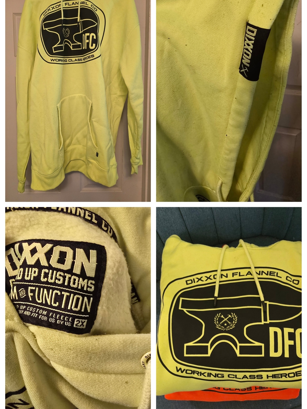 2X DIXXON High Vis Yellow Hoodie with Black Logo